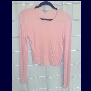 Charlotte Russe Medium Pink Long-sleeve Top